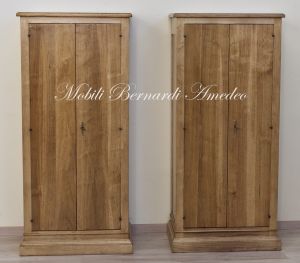 Cabinet in solid walnut wood with antique light color finish